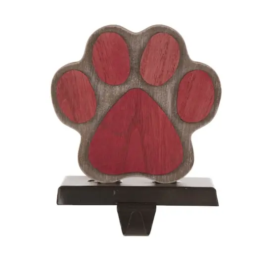Glitzhome&reg; 6.3" Red & Brown Paw Stocking Holder {1}