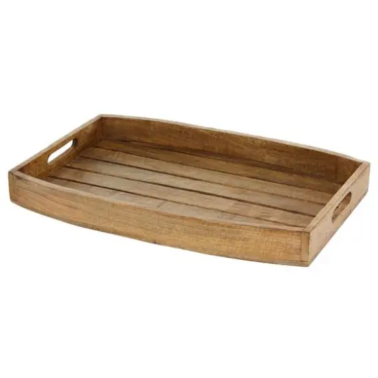 Rustic Brown Mango Wood Rustic Tray Set {5}