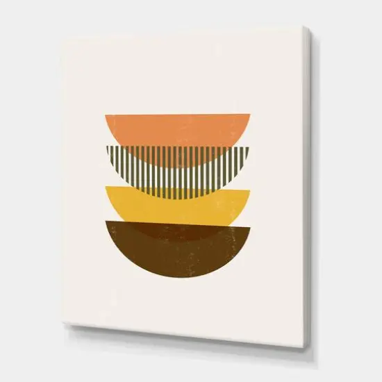Designart - Abstract Geometric Half Moons In Earth Tones - Modern Canvas Wall Art Print {1}