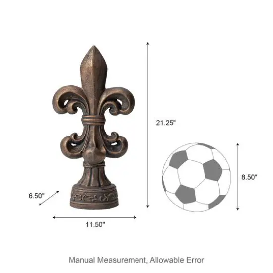 Glitzhome&reg; 21.25" Bronze Standing Fleur De Lis Garden Statue {9}