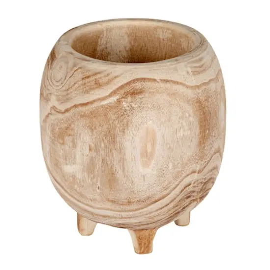 Hello Honey&reg; 11.5" Tall Paulownia Wood Footed Planter {1}