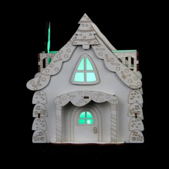 7" Unfinished Gingerbread House DIY LED Wood D&eacute;cor by Make Market&reg; {3}