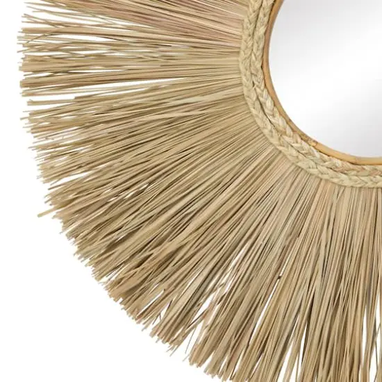 Brown Reed Bohemian Wall Mirror, 32" x 32" x 2" {4}