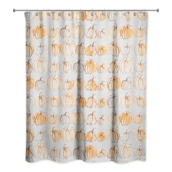 Watercolor Doodle Pumpkins Shower Curtain {1}