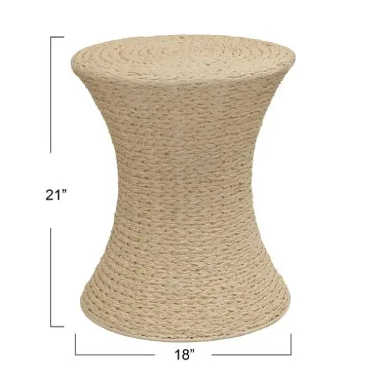 Household Essentials 21" Woven Paper Rope Hourglass End Table White {5}