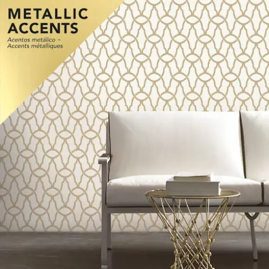 RoomMates Trellis Peel & Stick Wallpaper Gold {5}