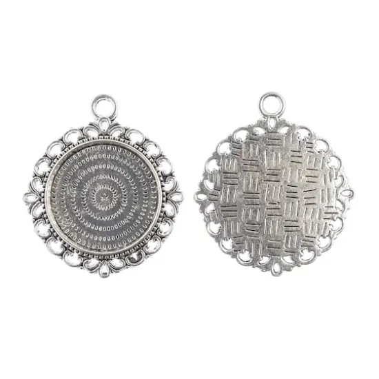 John Bead 27mm Antique Silver Round Pendant Frames, 3ct. {1}