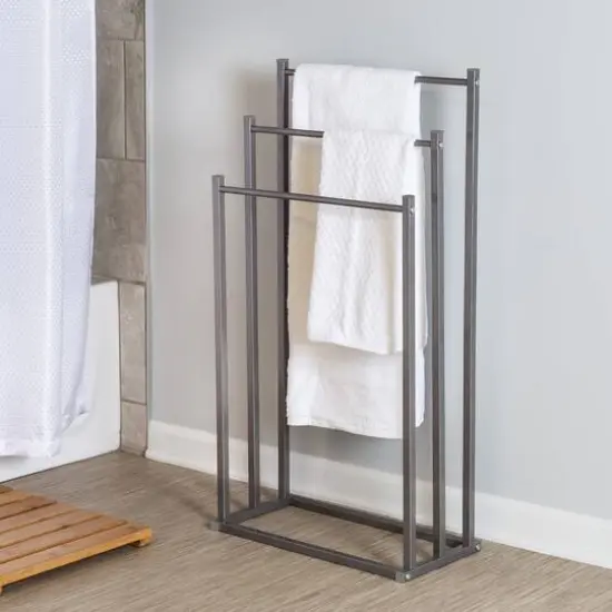 Honey Can Do Gray 3-Tier Towel Rack {3}