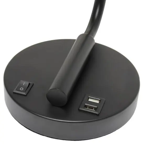 Lalia Home Iron Desk Lamp with USB Port and Glass Shade Black {10}