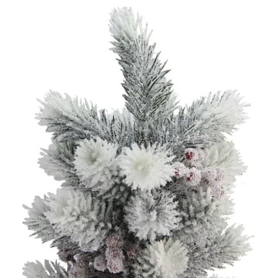 2.5ft. Unlit Flocked Pine Slim Artificial Christmas Tree {3}