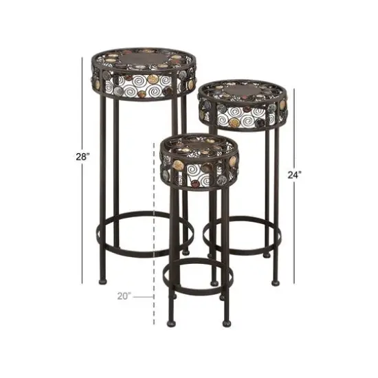Black Metal Traditional Spiral Design Plantstand Set {4}