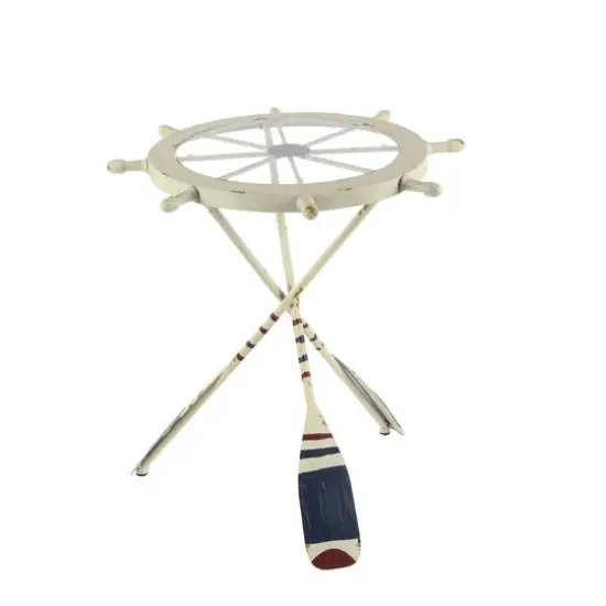 2.5ft. White Coastal Metal Accent Table {4}