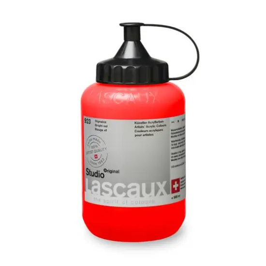 Lascaux Studio Acrylic Paint, 500mL 923 Bright Red {4}