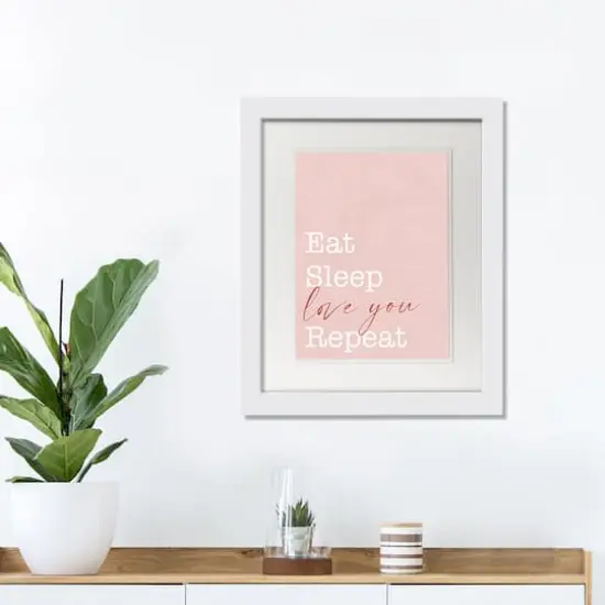 11" x 14" Eat Sleep Love White Framed Print Wall Art {4}