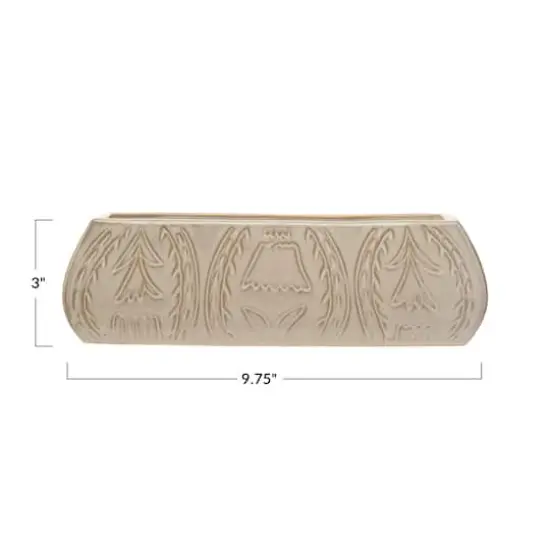 Hello Honey® 10" White Stoneware Planter with Etched Flower Design {7}