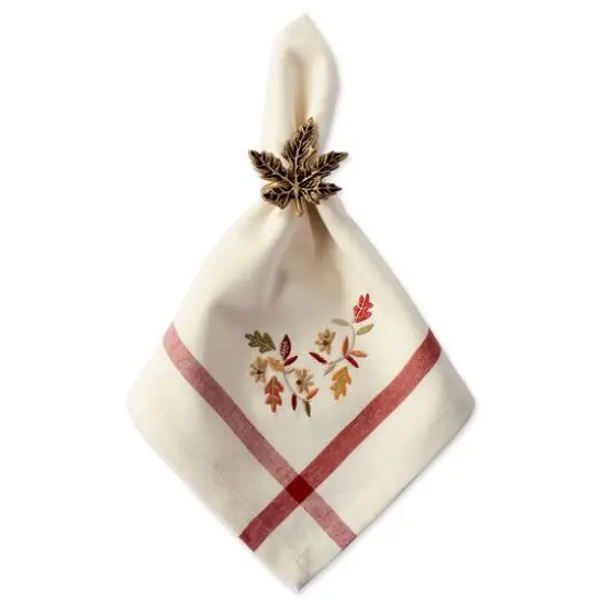 DII&reg; Natural Embroidered Fall Leaves Bordered Napkins, 6ct. {5}