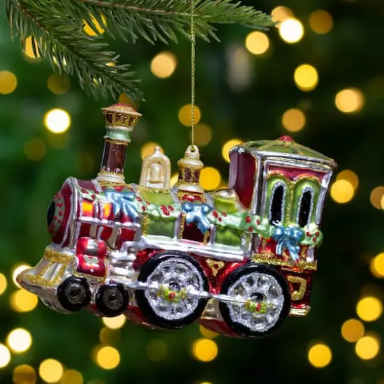 5.5" Red & Green Contemporary Train Christmas Ornament {5}