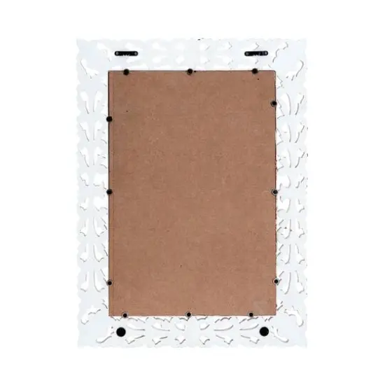 Habitat Calie 24" Distressed White Mirror with Carved Floral Frame {5}