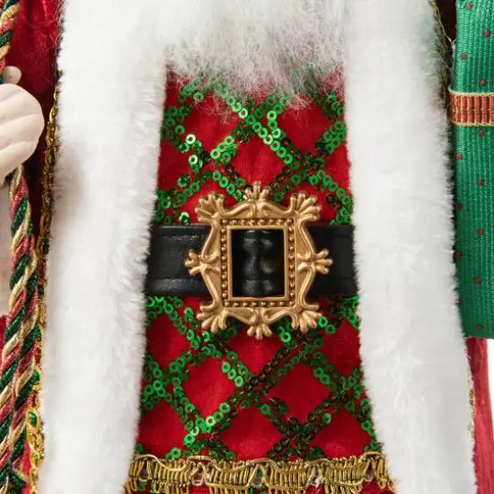 Glitzhome&reg; 18" Faux Fur Traditional Christmas Santa Figurine {7}