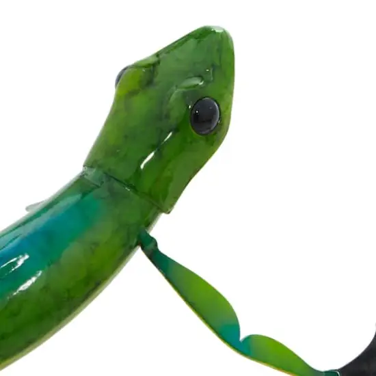 Set of 2 Eclectic Multi Colored Metal Lizard Sculpture 23" x 4" {6}