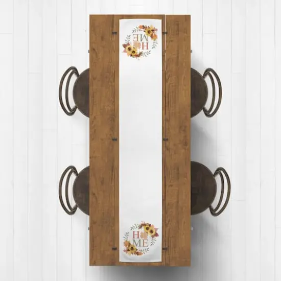 72" Autumn Home Wreath Polyester Twill Table Runner {3}