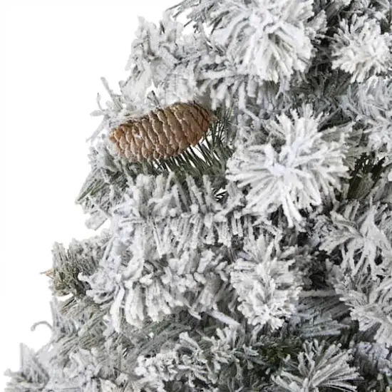 5ft. Unlit Flocked White River Mountain Pine & Pinecones Artificial Christmas Tree {4}