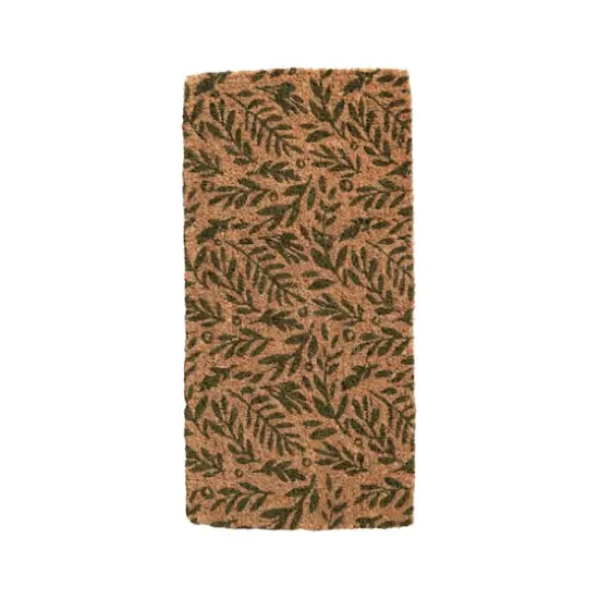 Hello Honey&reg; 32" x 16" Green & Natural Coir Doormat with Botanical Pattern {1}