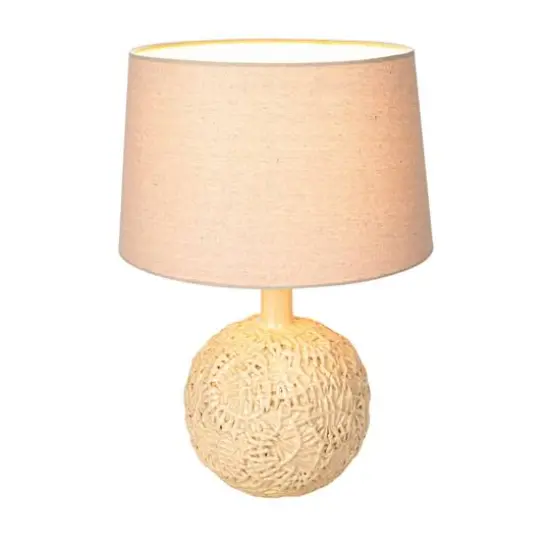 Hello Honey&reg; 23" Cream Handmade Textured Stoneware Table Lamp with Fabric Shade {10}