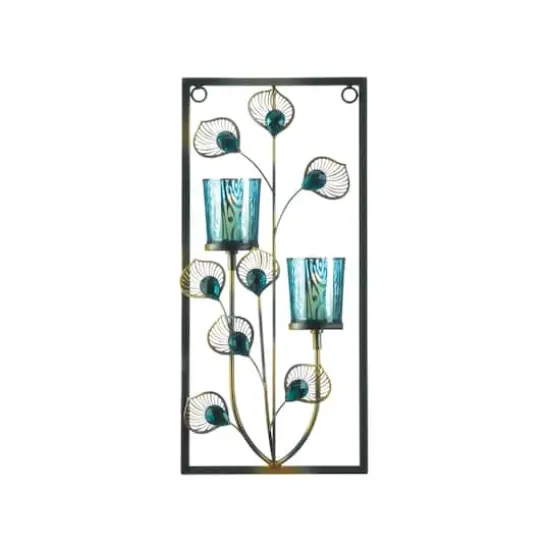 15" Peacock Candle Wall Sconce {1}