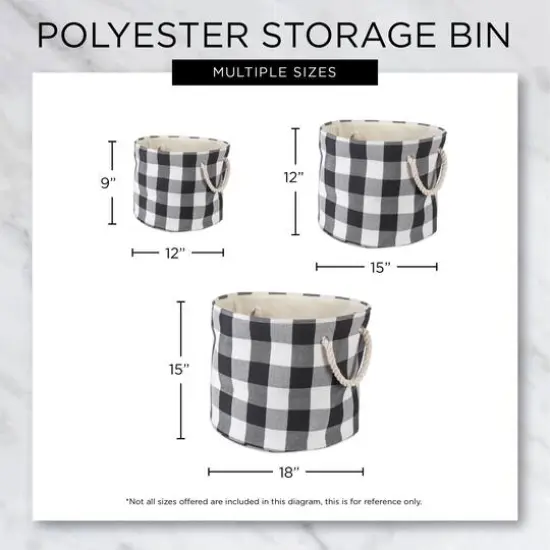 DII&reg; Large Round Off White/Navy Buffalo Check Polyester Bin {8}