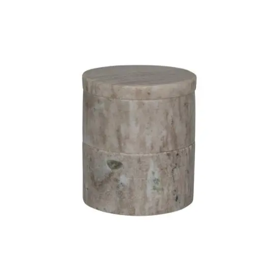 Hello Honey® 3.75" Beige Round Marble Stackable Pinch Pots with Lid {1}