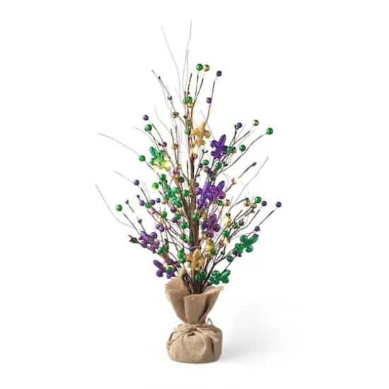 Glitzhome&reg; 21" Lighted Mardi Gras Fleur-de-Lis & Berry Table Tree {1}
