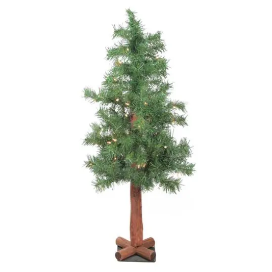 3ft. Pre-Lit Medium Woodland Alpine Artificial Christmas Tree, Clear Lights {1}