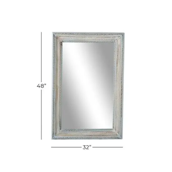 48" White Wood Farmhouse Wall Mirror {7}