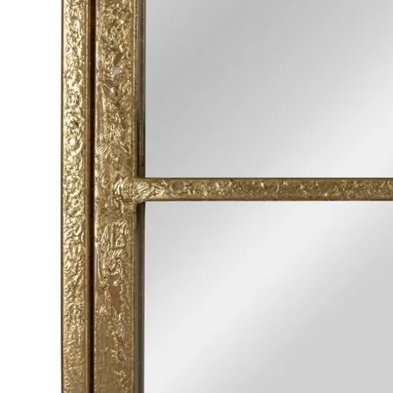 Hello Honey&reg; 45" Gold Decorative Metal Arched Wall Mirror with Window Style Design {7}