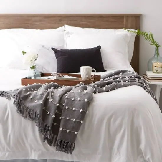 DII&reg; Gray Woven Loop Throw {8}