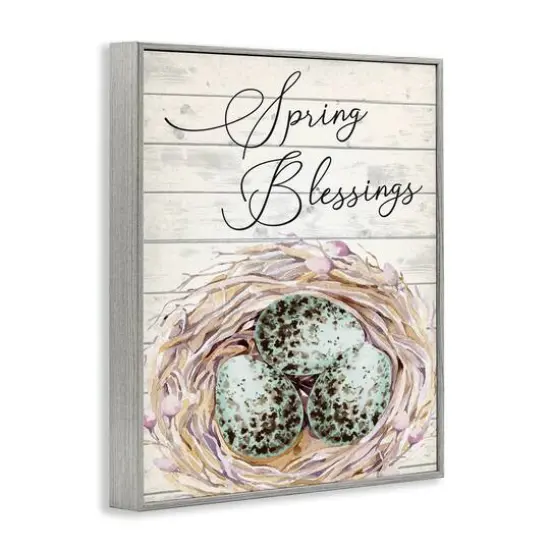Stupell Industries Spring Blessings Bird Nest Nature Framed Giclee Art Gray {4}