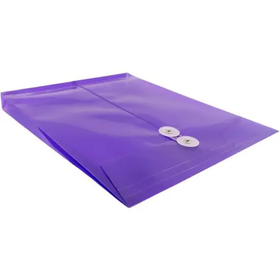 JAM Paper Letter Size Plastic Envelopes with Button & String Tie Closure, 12ct. Purple {6}