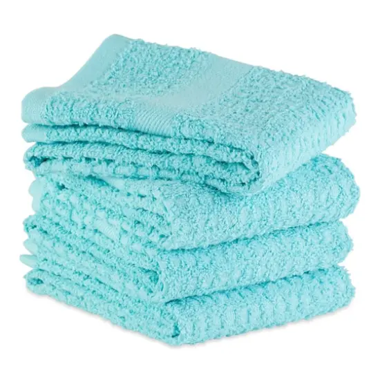 DII&reg; Solid Aqua Waffle Terry Dishtowel, 4ct. {3}
