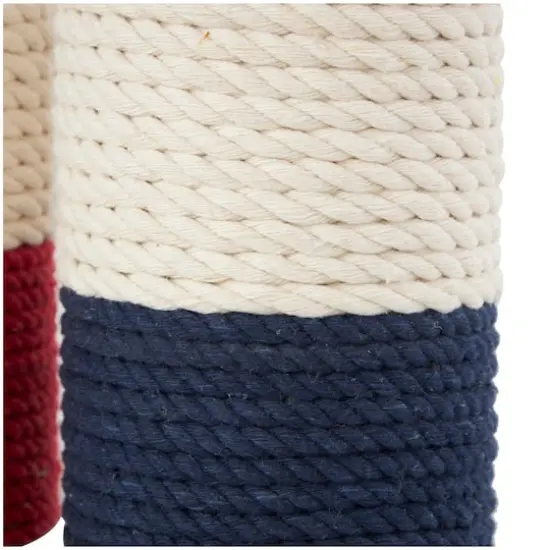 Cream Cotton Buoy Coiled Colorblock Sculpture Set {7}