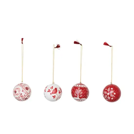 Hello Honey&reg; 4 Pack 3" Round Hand-Painted Paper Mache Ball Ornaments {1}