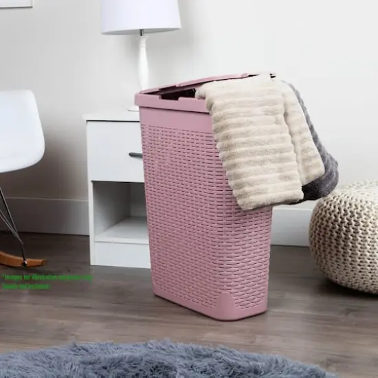 Mind Reader 23.5'' Slim Laundry Hamper with Cutout Handles Pink {3}