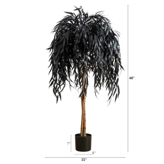 4ft. Artificial Halloween Black Willow Tree {3}