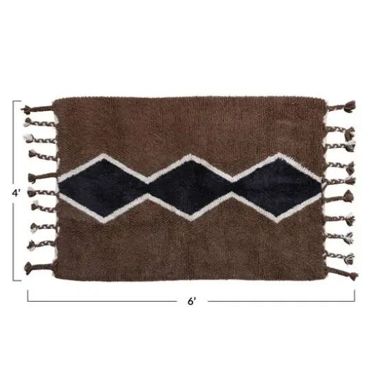 Hello Honey&reg; Cotton and Wool Blend Rug with Pattern and Braided Tassels, 4ft. x 6ft. {5}