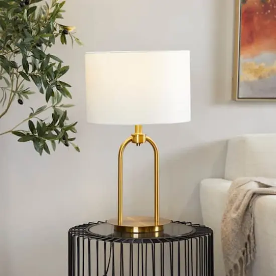 Gold Modern Table Lamp, 7" x 7" x 19" {10}