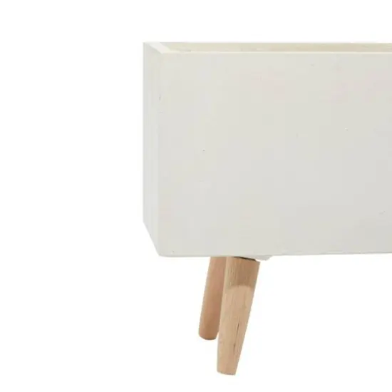 Set of 2 White Fiber clay Contemporary Planter, 17", 21" {7}