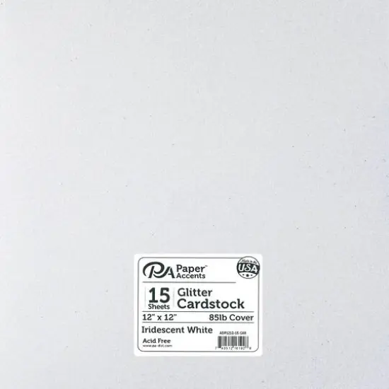 PA Paper&trade; Accents Glitter 12" x 12" Cardstock, 15 Sheets Iridescent White {1}