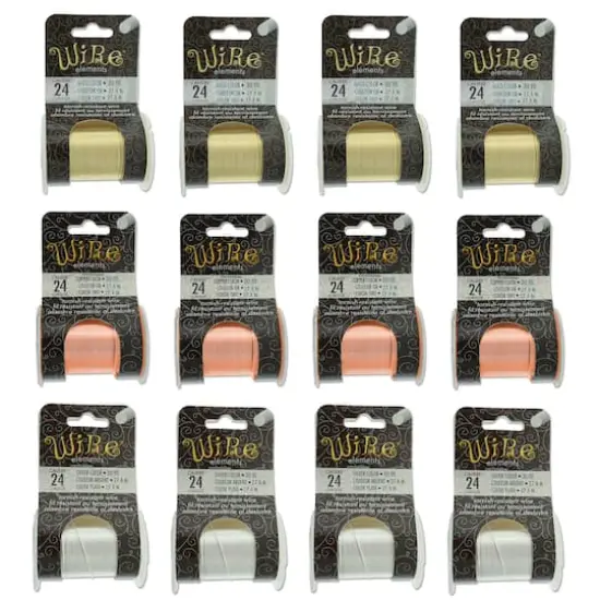The Beadsmith&reg; Wire Elements&trade; 24 Gauge Tarnish Resistant Medium Temper Gold, Silver & Copper Wire, 12ct. {1}