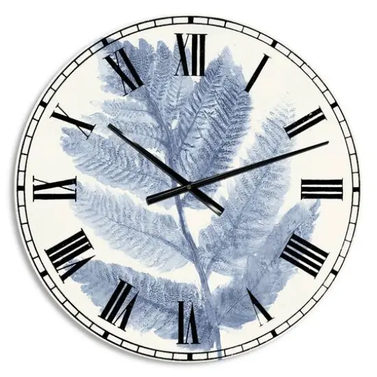 Designart Forest Ferns Blue Wall Clock {1}