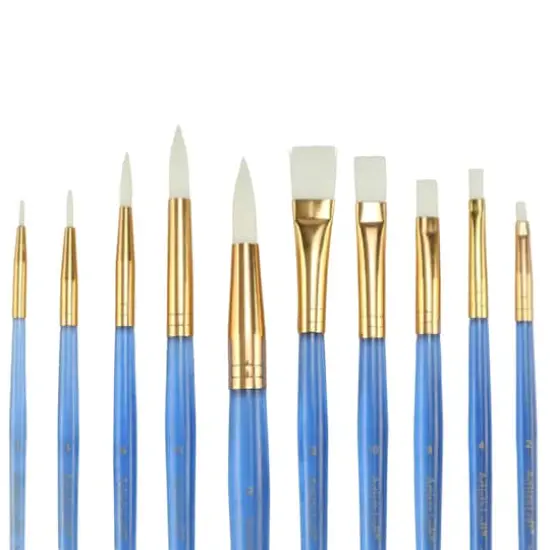 White Synthetic Acrylic Round & Flat 10 Piece Brush Combo By Artist's Loft® Necessities™ {4}